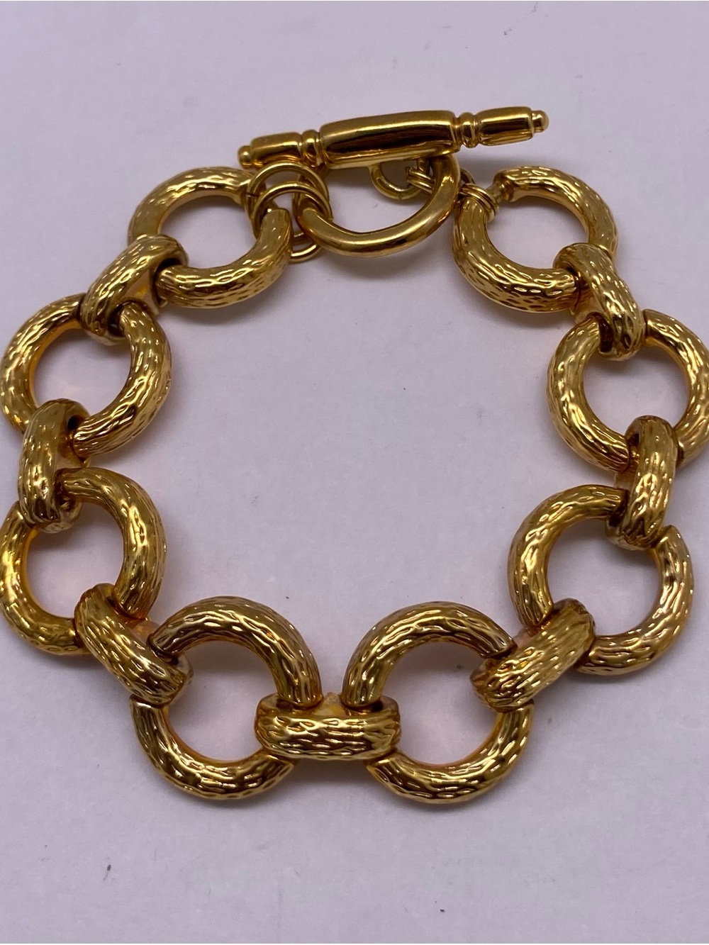 Kenneth Jay Lane Textured Gold Link Toggle Bracelet